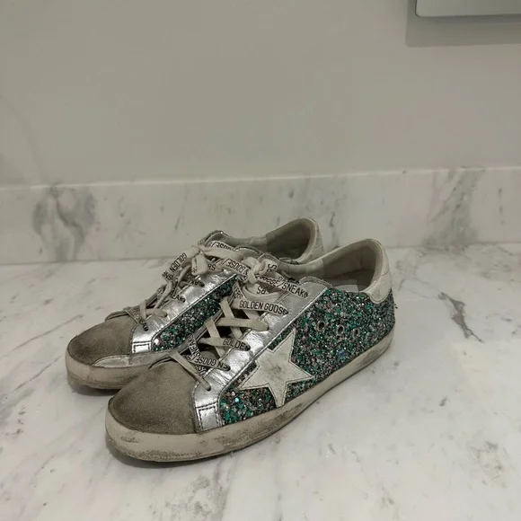 Golden Goose Glitter Sneakers - Silver Blue and Green - Picture 2 of 7